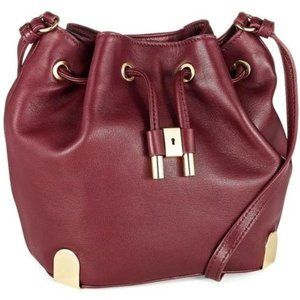 Vince Camuto Leather Burgundy Bucket Bag Handbag Vince Camuto Purses EUC